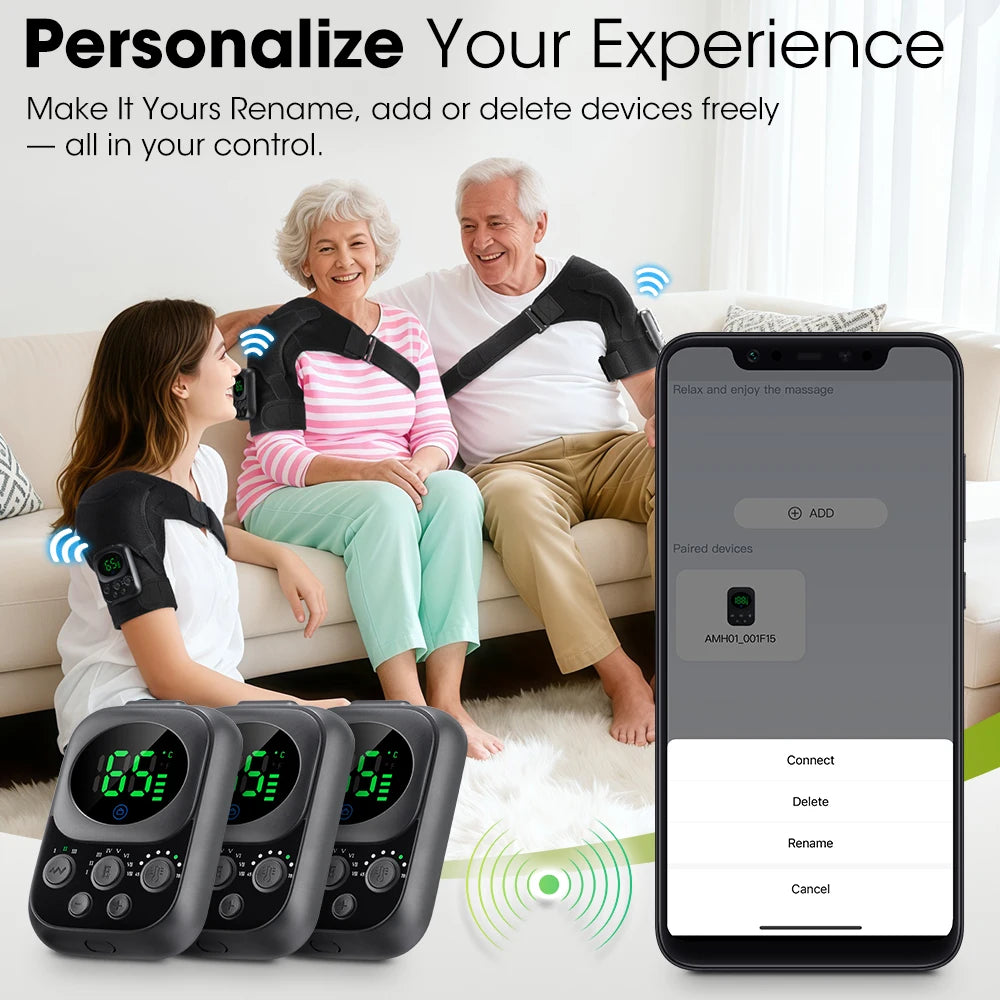 Wireless Heated Shoulder Massager with Vibration and App Control