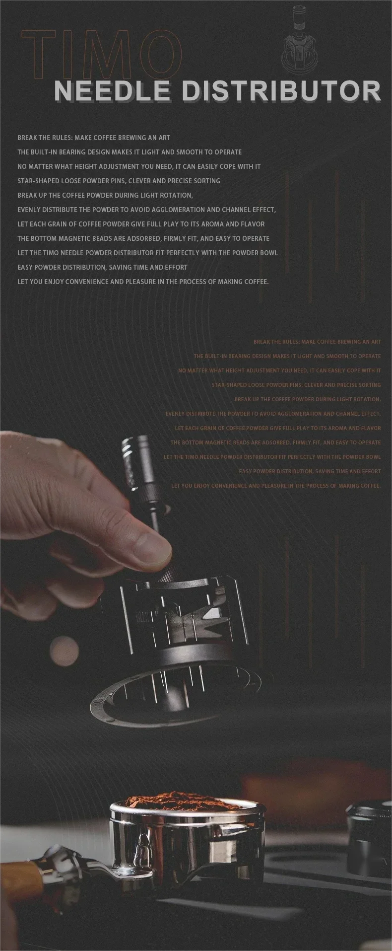 Adjustable Espresso Coffee Distribution and Stirring Tool - 9