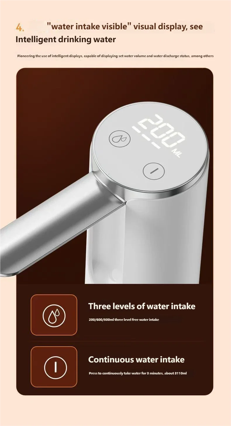 Automatic Rechargeable Electric Water Bottle Pump with Digital Display - 11