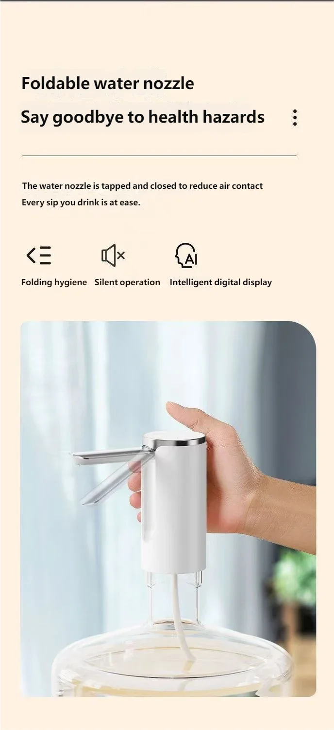 Automatic Rechargeable Electric Water Bottle Pump with Digital Display - 8