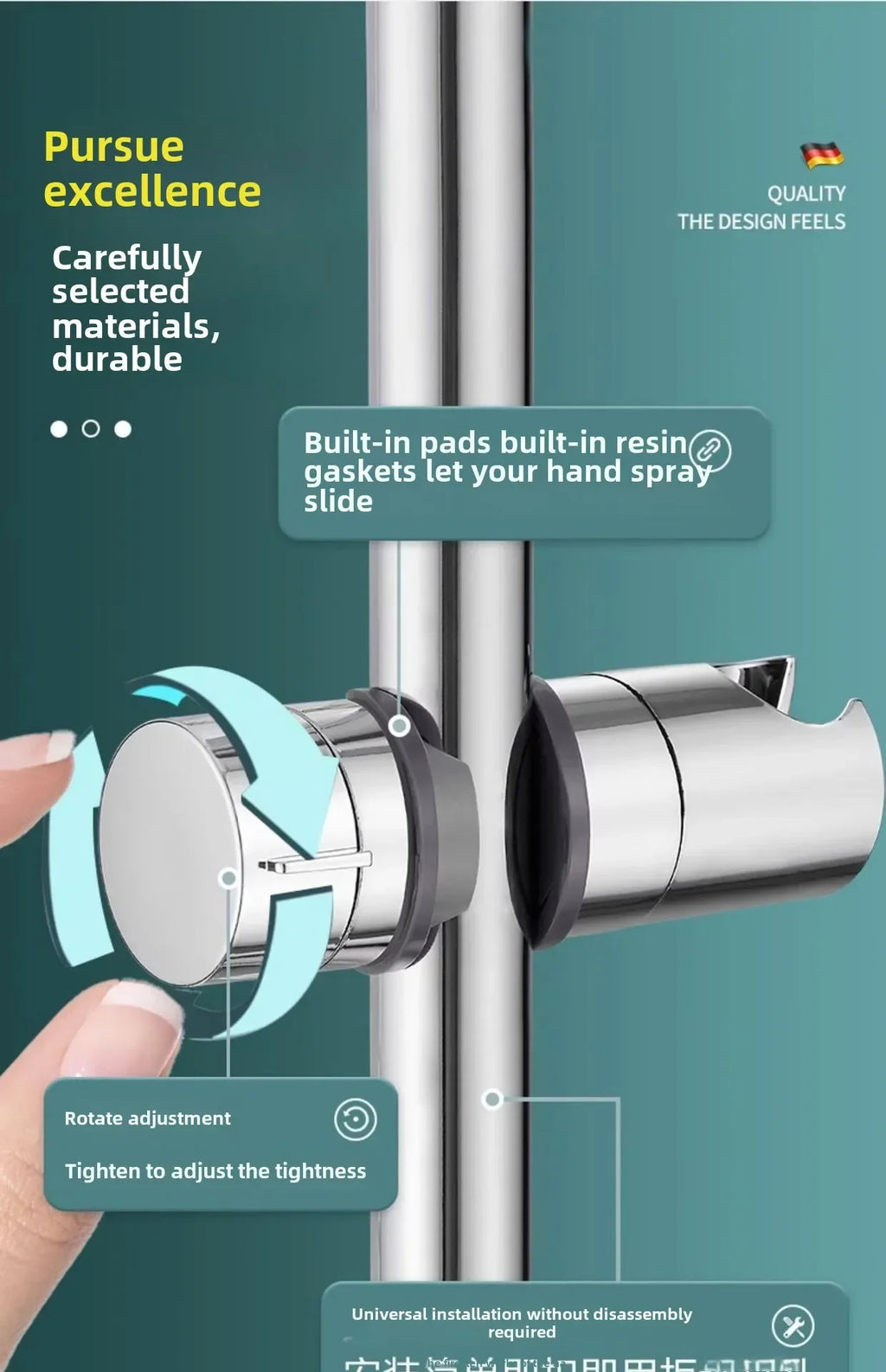 Adjustable Universal Shower Head Rail Holder