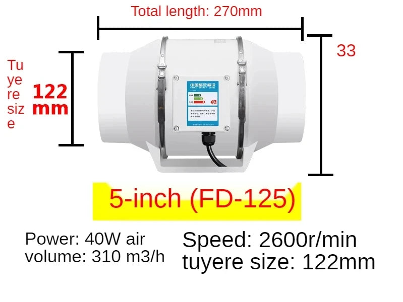 Inline Duct Ventilation Exhaust Fan for Home and Office - 18