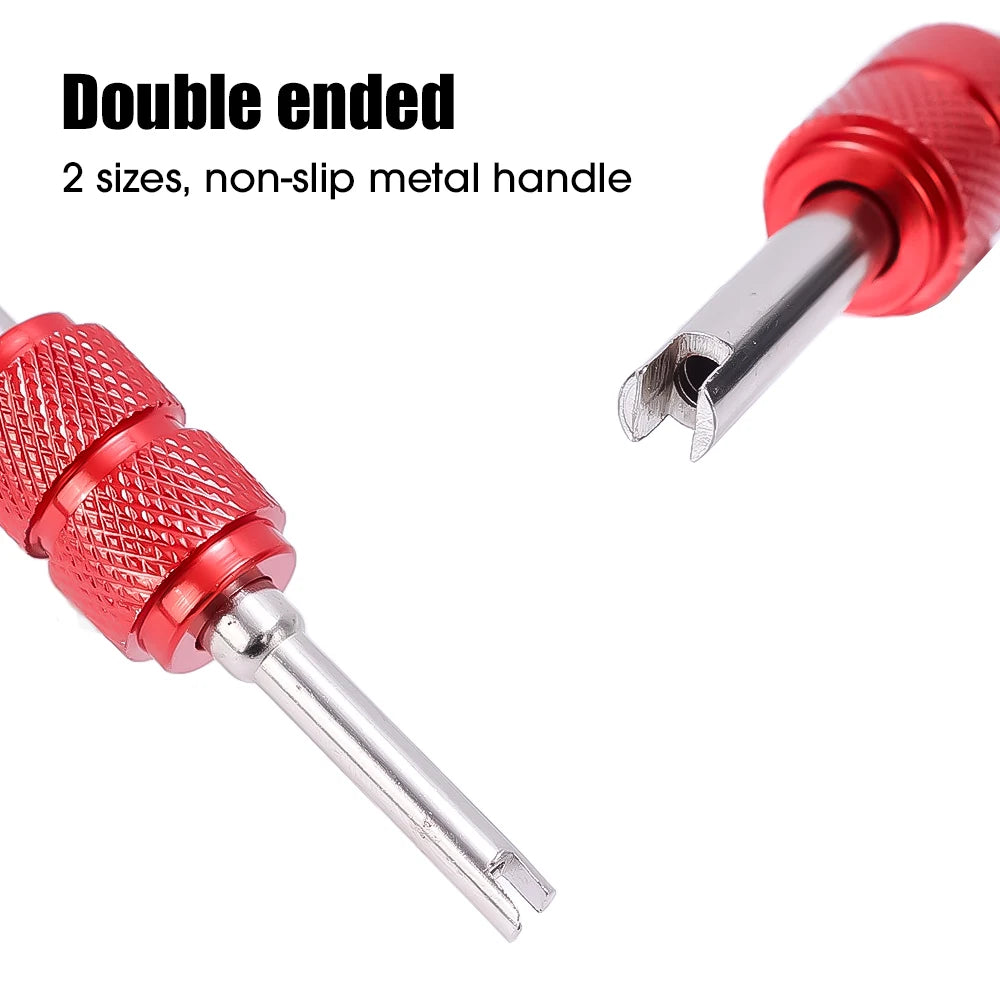 Dual-Head Tire Valve Core Remover Tool
