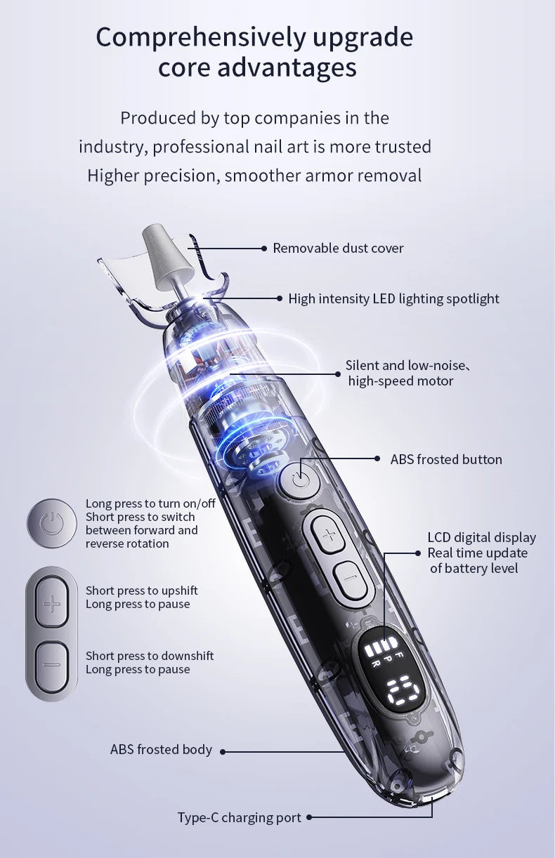 Electric Cordless Manicure and Pedicure Nail Drill Kit