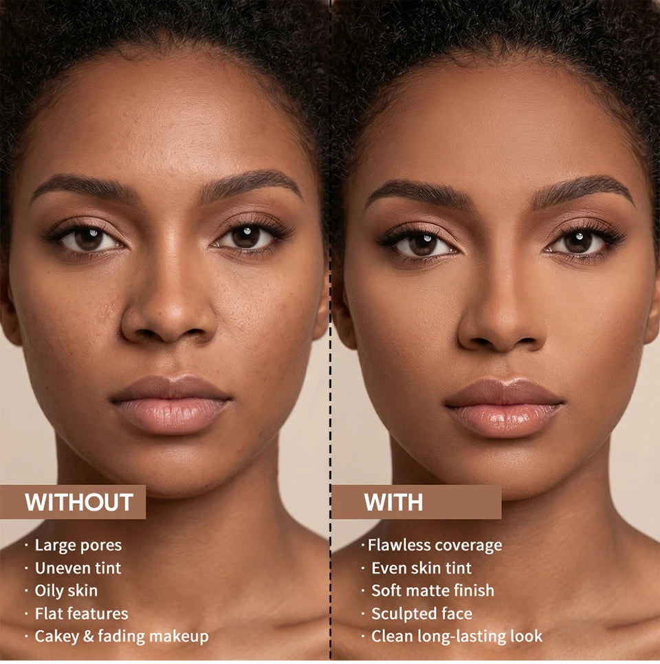 Matte Bronze Pressed Powder for Facial Contouring and Setting