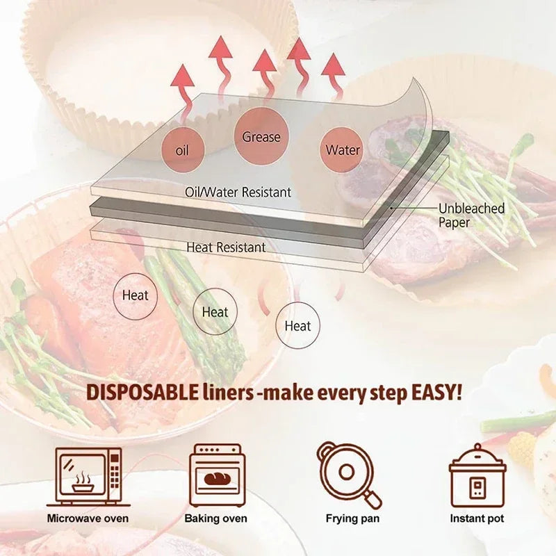 Disposable Non-Stick Air Fryer Parchment Paper Liners - 13