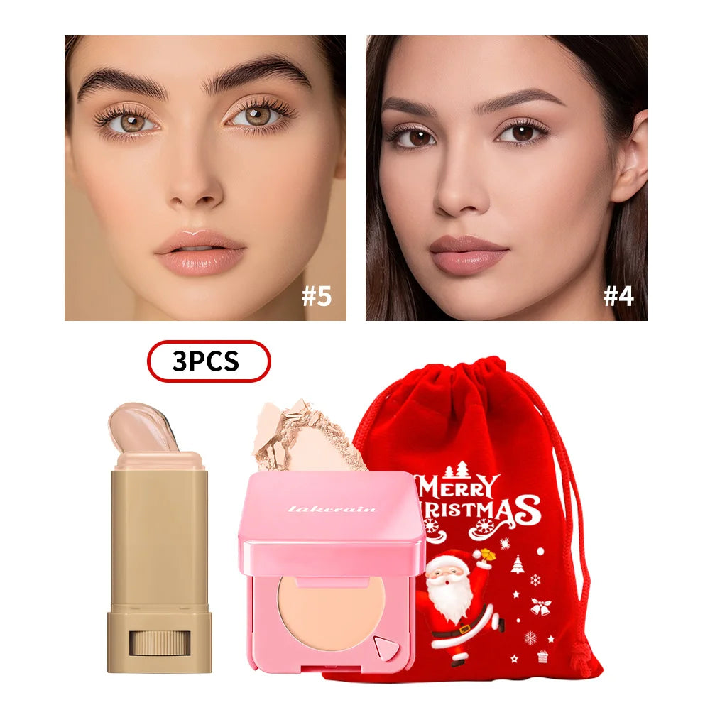 Matte Foundation Stick and Pressed Setting Powder Makeup Set
