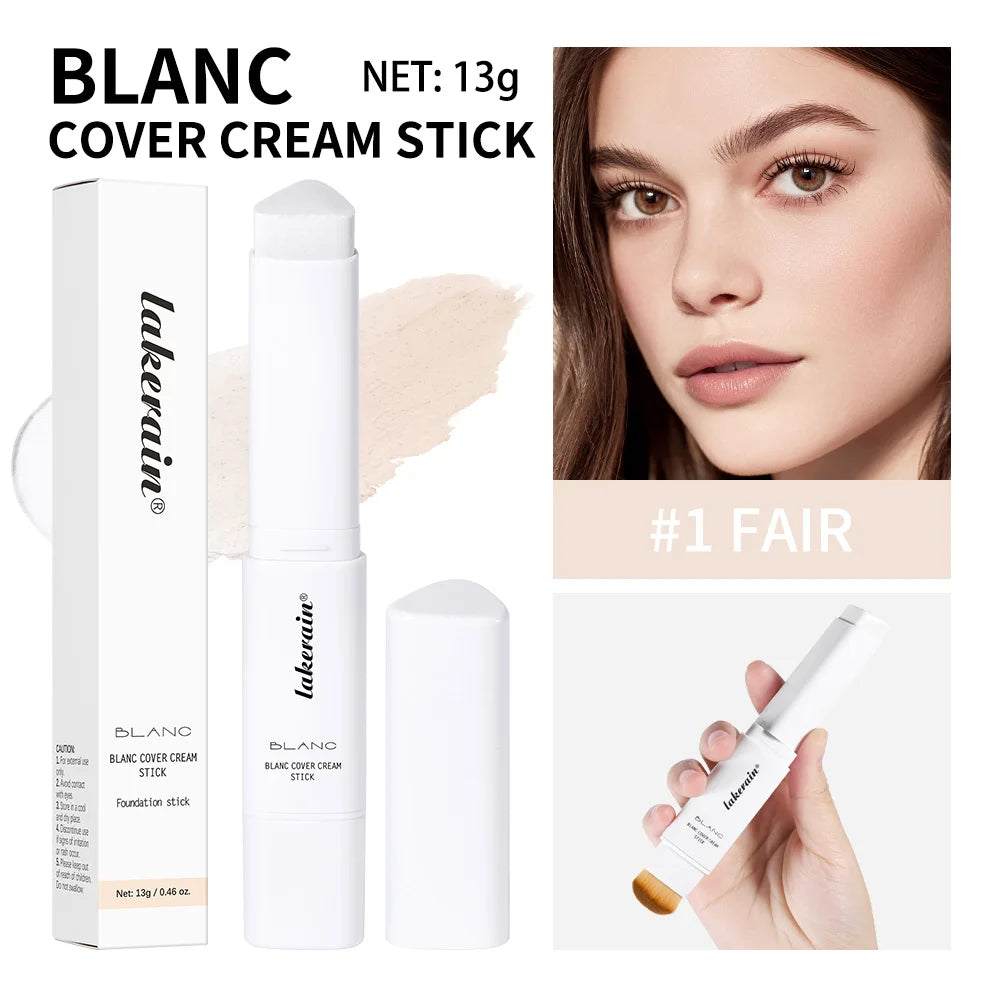 Full Coverage Cream Foundation Stick with Built-in Blending Brush