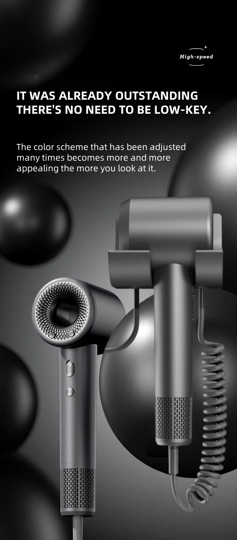 Wall-Mounted Ionic Hair Dryer for Home and Bathroom