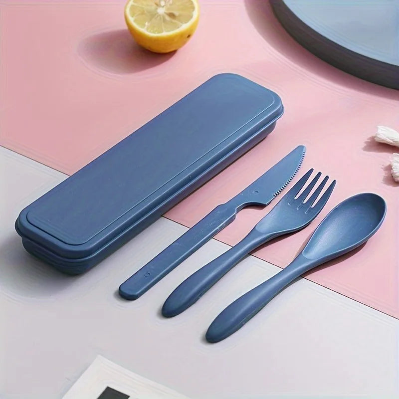 3-in-1 Portable Reusable Travel Cutlery Set with Case