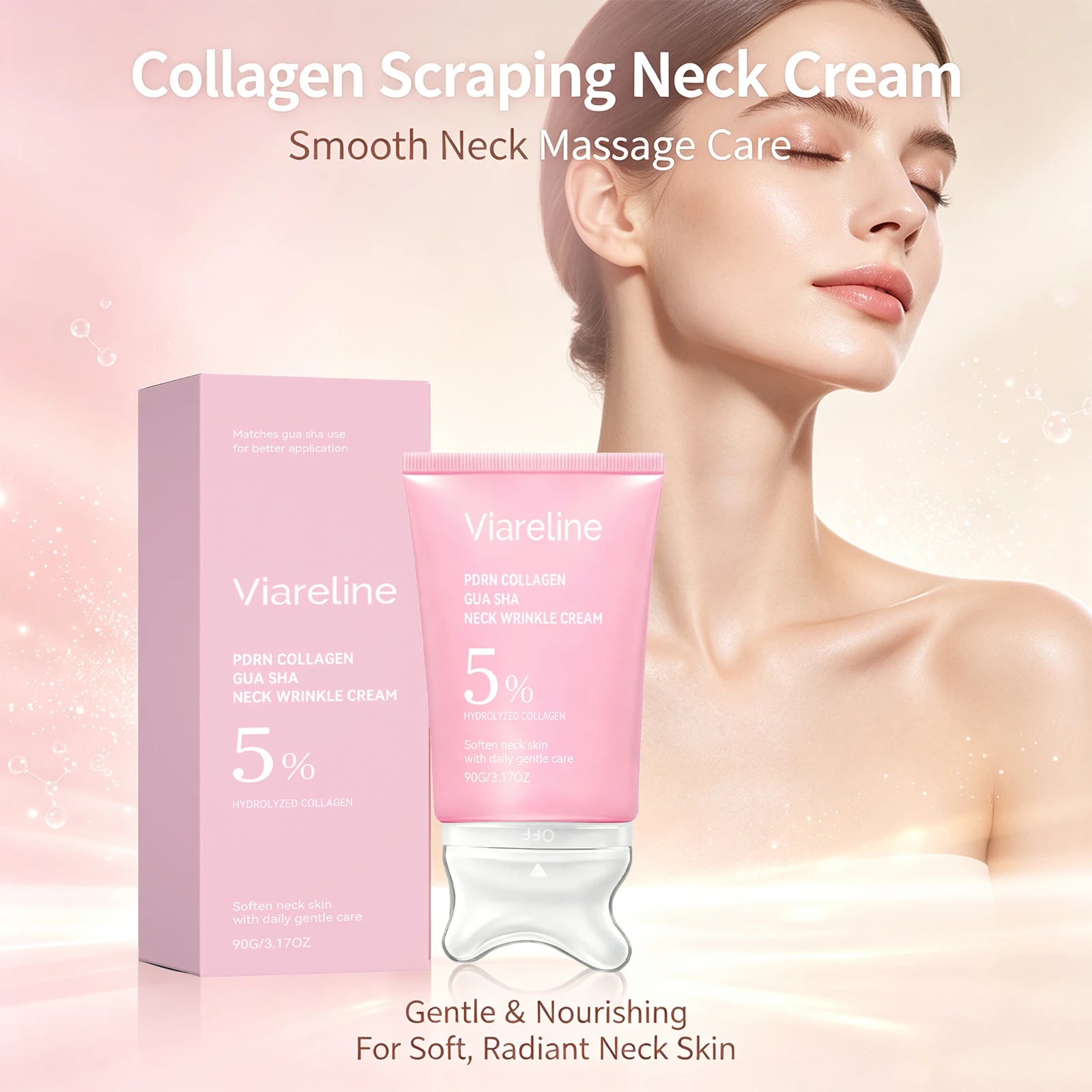 Collagen Firming Neck Cream with Integrated Gua Sha Massager - 3