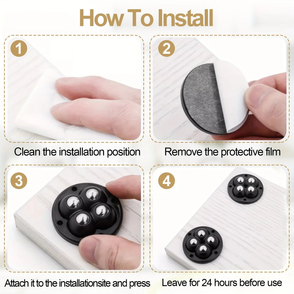 Self-Adhesive 360° Swivel Casters for Furniture and Appliances