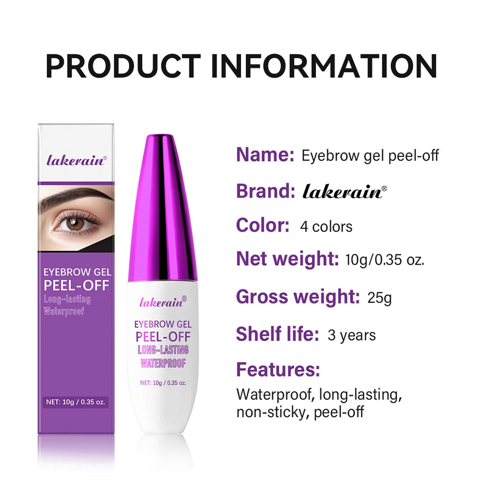Waterproof Peel-Off Eyebrow Tint Gel for Long-Lasting Brows