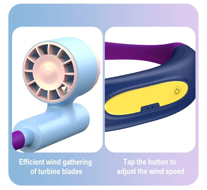 Portable Rechargeable Hands-Free Neck Fan for Travel and Sports