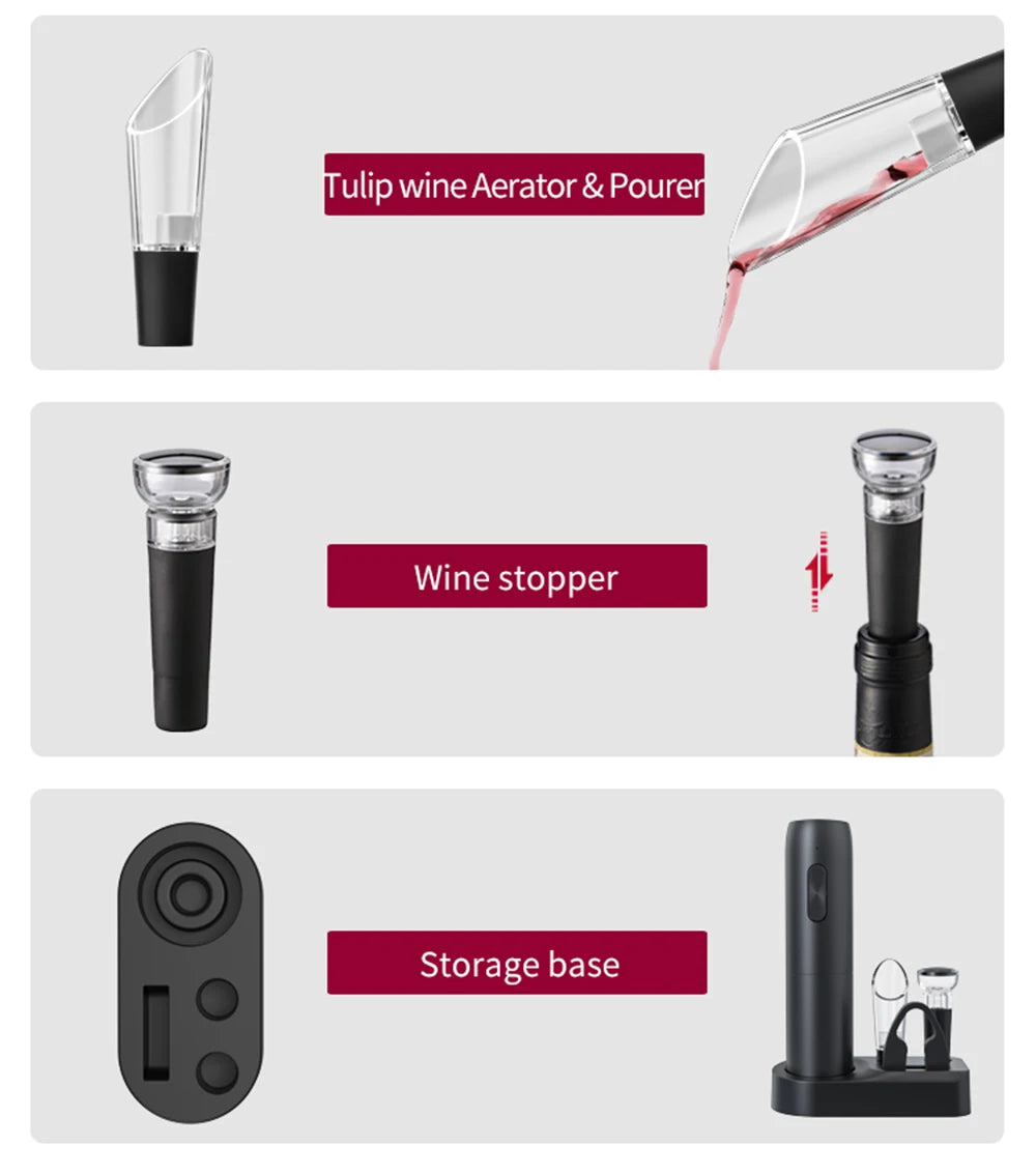 Automatic Rechargeable Electric Wine Bottle Opener Set