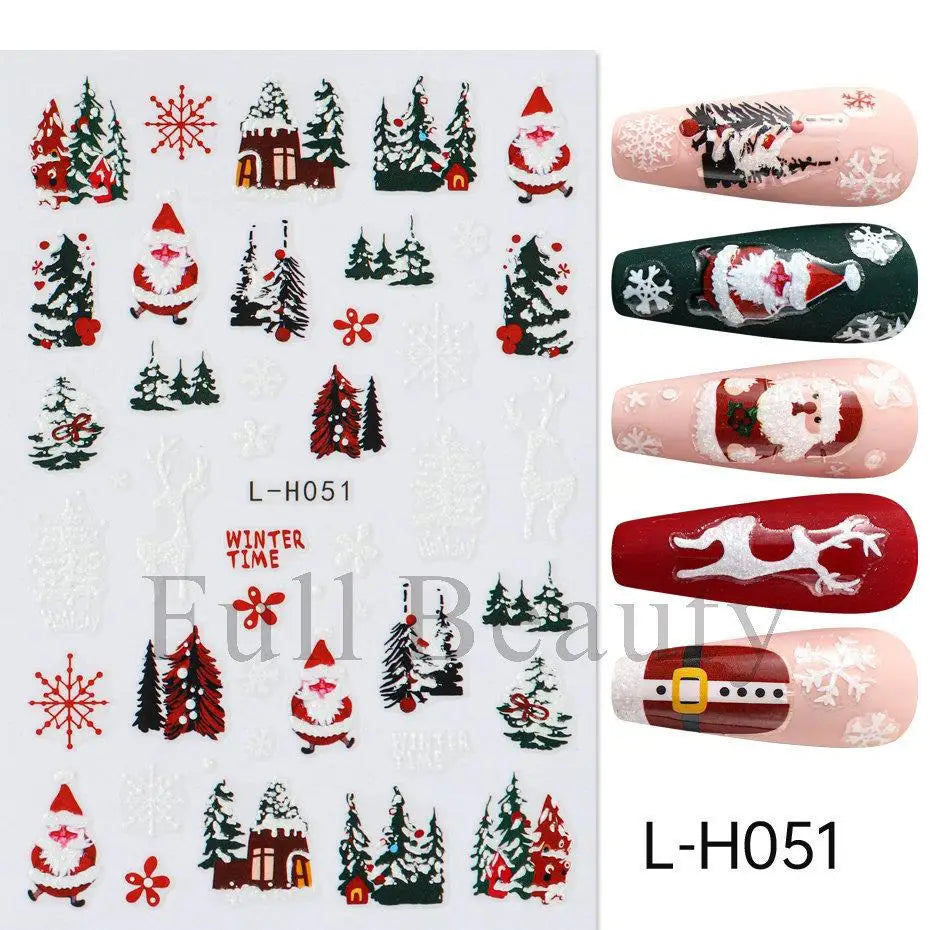 3D Christmas Cartoon Self-Adhesive Nail Art Decal Stickers