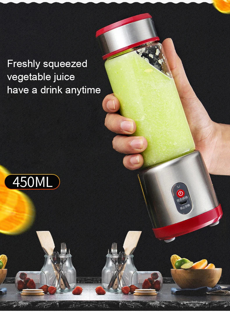 Portable Electric USB Rechargeable Fruit Juicer Blender Cup - 9