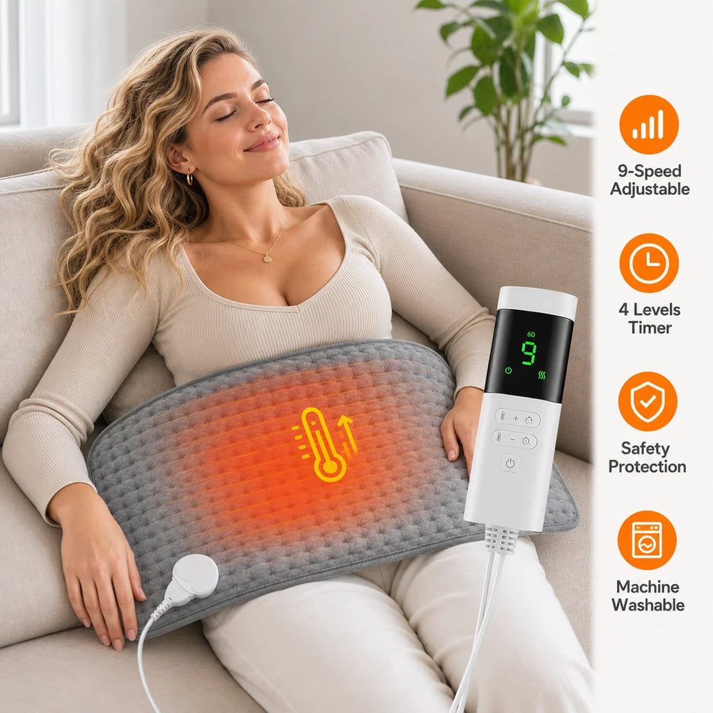 Electric Heating Pad with 9 Heat Settings and 4 Timer Modes