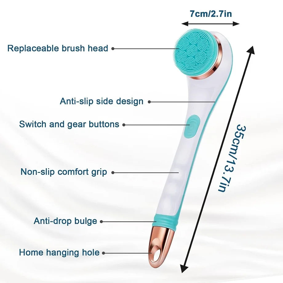 Electric Rechargeable Long Handle Body Scrubbing & Exfoliating Brush