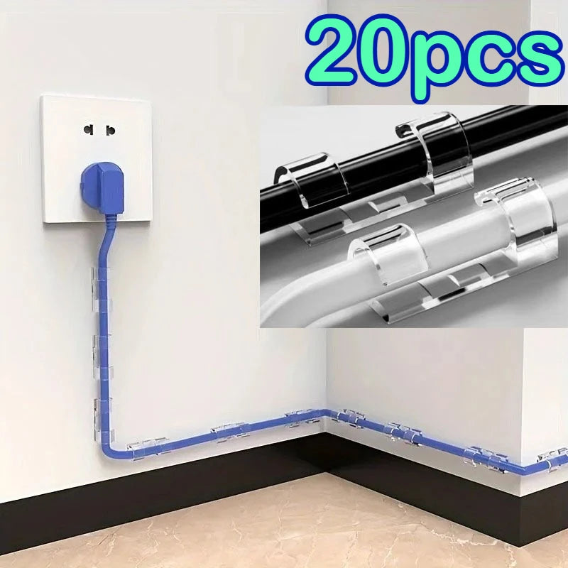 Self-Adhesive Cable Management Clips for Desk and Home