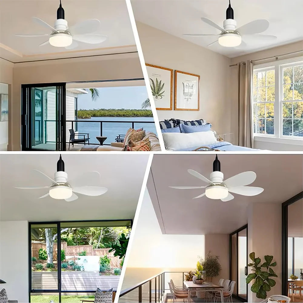 Socket Ceiling Fan with LED Light and Remote Control - 3