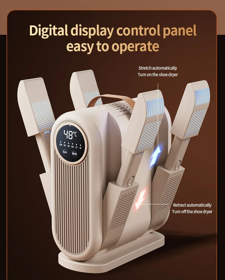 Foldable Electric Shoe Dryer and Deodorizer with Timer
