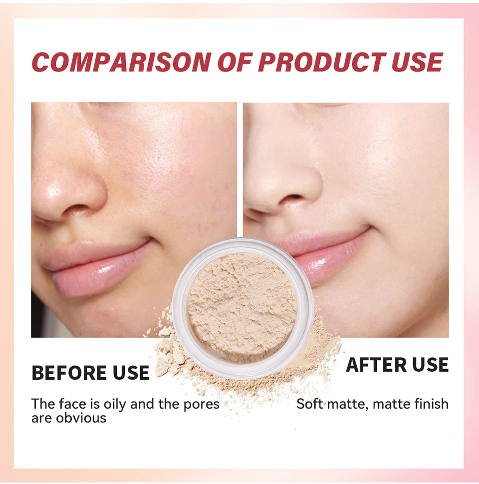 Matte Pink Loose Setting Powder for Oil Control and Pore Blurring