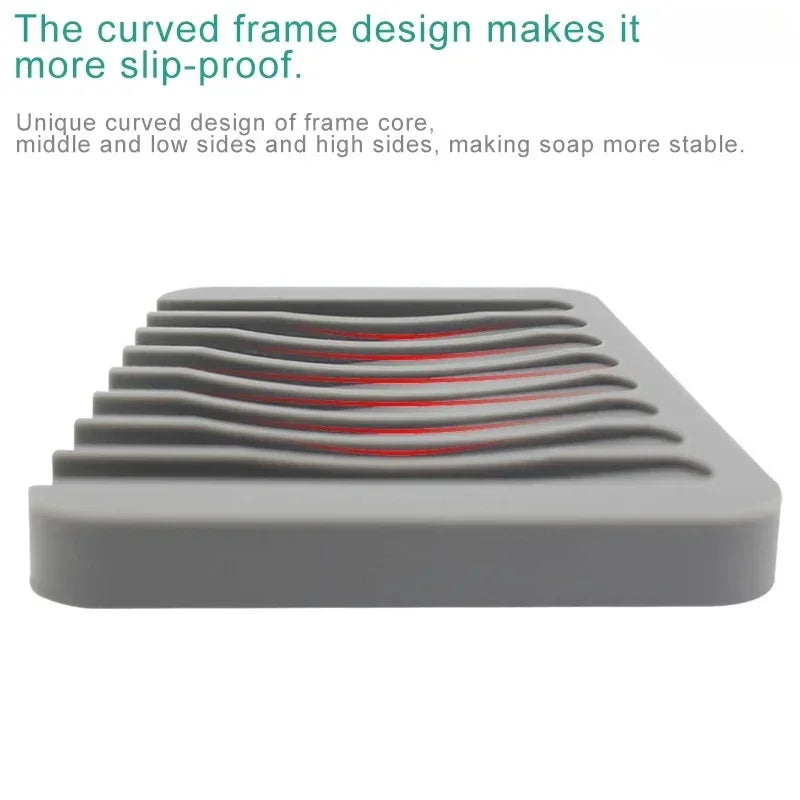 Self-Draining Silicone Soap Dish and Sponge Holder
