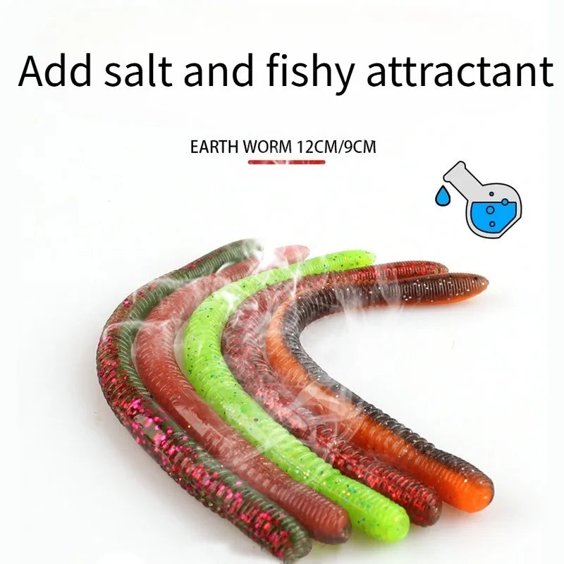 Realistic Soft Earthworm Fishing Lures 10-Pack
