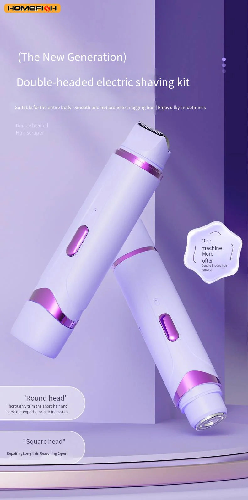 2-in-1 Painless Electric Razor and Hair Remover for Women