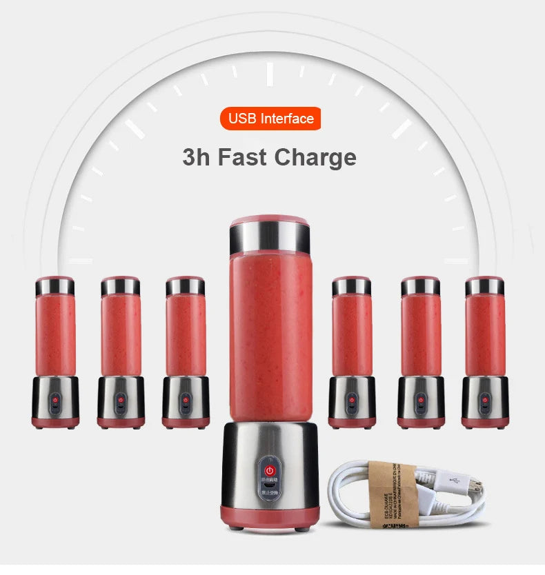 Portable Electric USB Rechargeable Fruit Juicer Blender Cup - 13