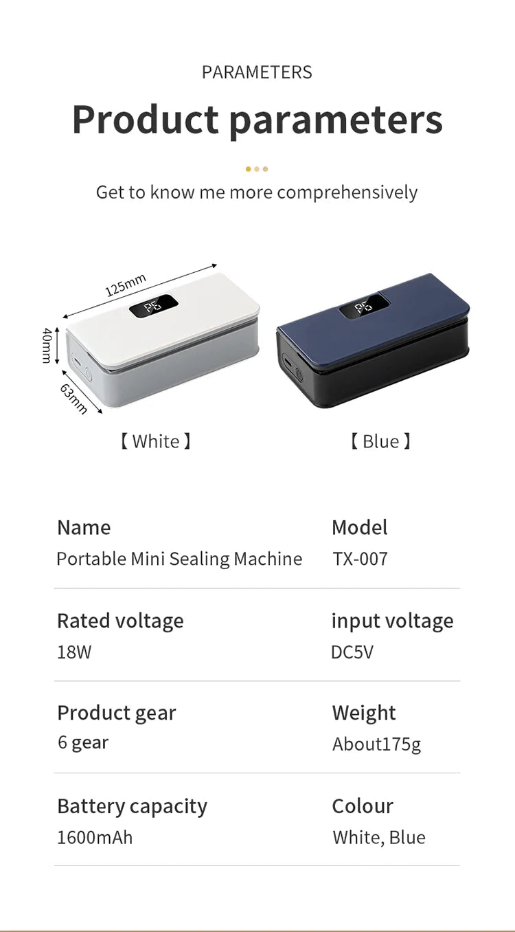 Rechargeable Mini Bag Sealer with Cutter - 20