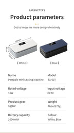 Rechargeable Mini Bag Sealer with Cutter