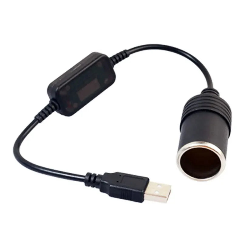 USB to 12V Car Cigarette Lighter Socket Adapter