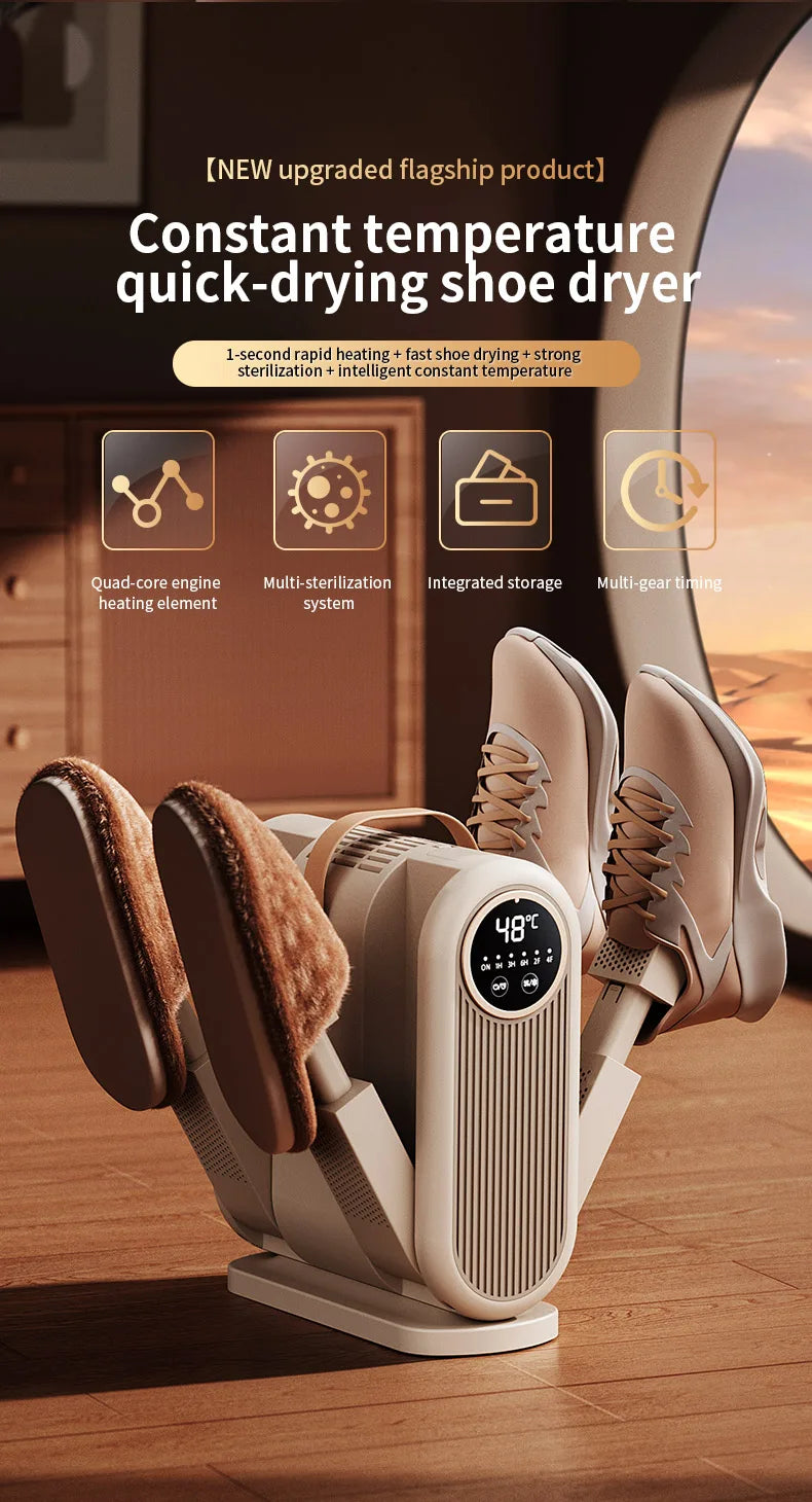 Foldable Electric Shoe Dryer and Deodorizer with Timer