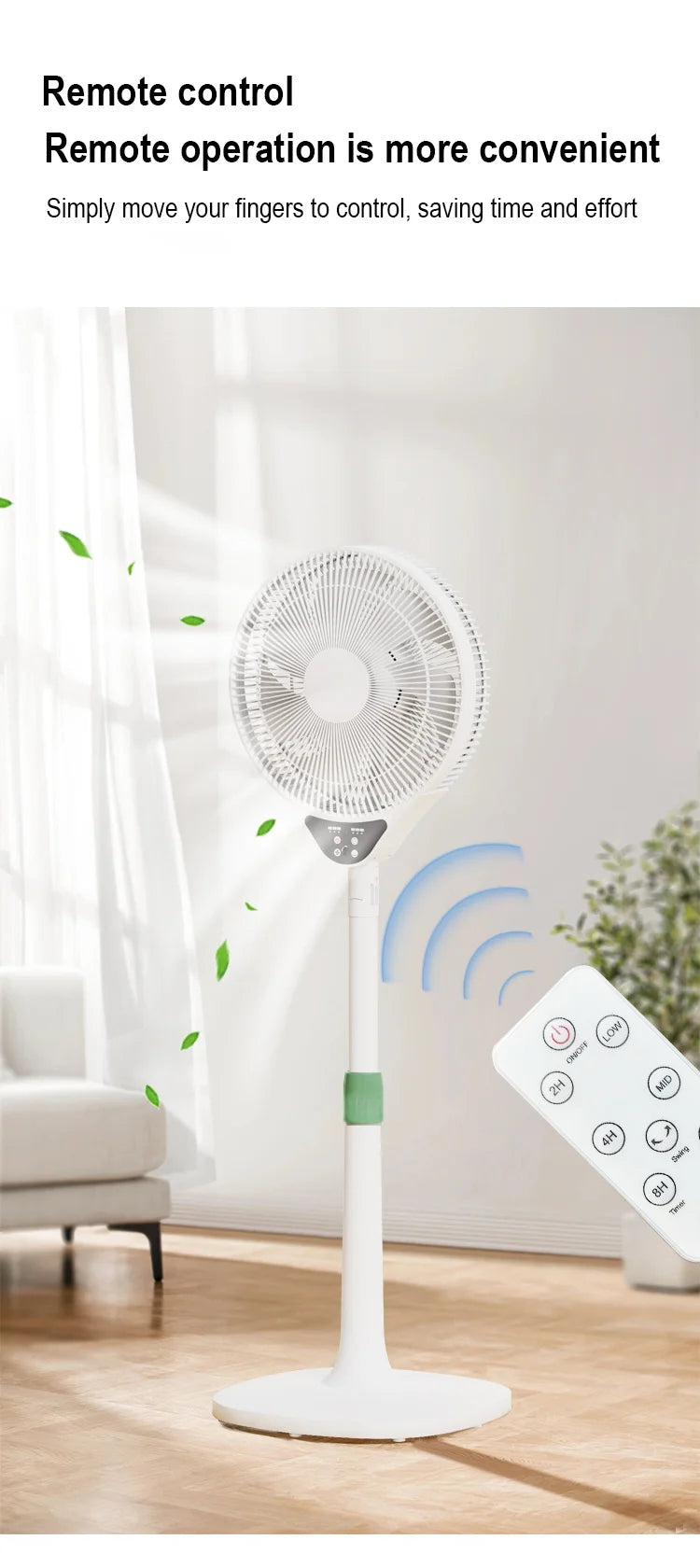 Adjustable Remote Control Stand Floor Fan for Home and Office - 15