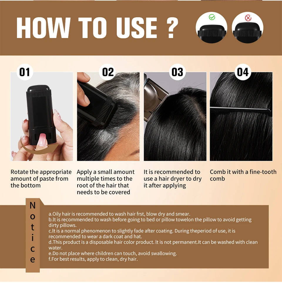 Temporary Hair Root Touch Up Stick with Built-in Comb - 15