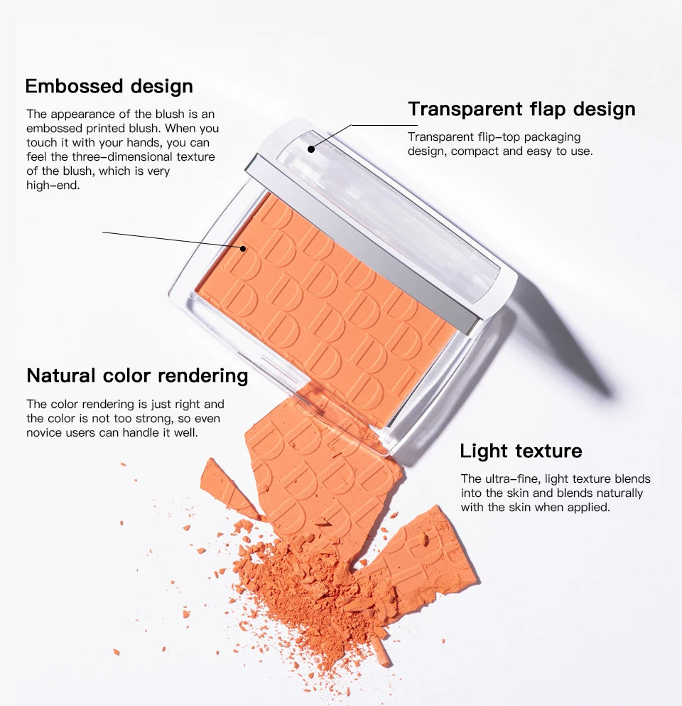 Matte Embossed Blush Palette with Professional Brush - 10