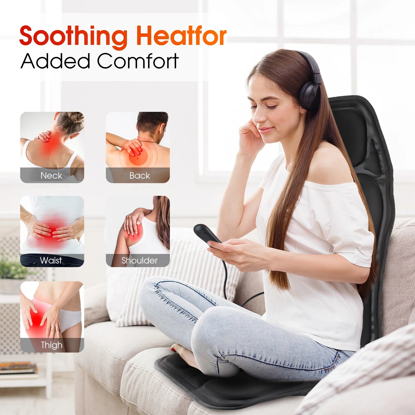 Full-Body Electric Heated Massage Chair Cushion for Home and Car - 8