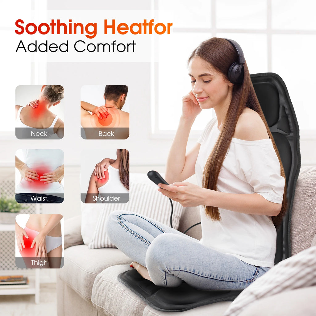 Full-Body Electric Heated Massage Chair Cushion for Home and Car