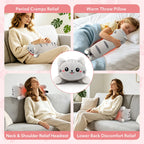 USB Heated Cat Plush Pillow for Period Cramps and Pain Relief