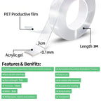 Reusable Transparent Double-Sided Nano Adhesive Tape