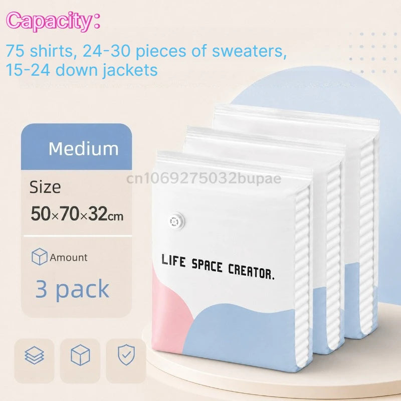 Pump-Free Vacuum Compression Storage Bags for Bedding and Clothes
