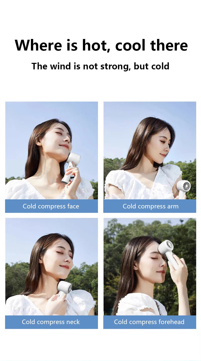 Rechargeable Handheld Turbo Fan with Ice Cooling Technology