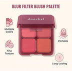 4-Color Matte Pigmented Blush Palette with Makeup Brush