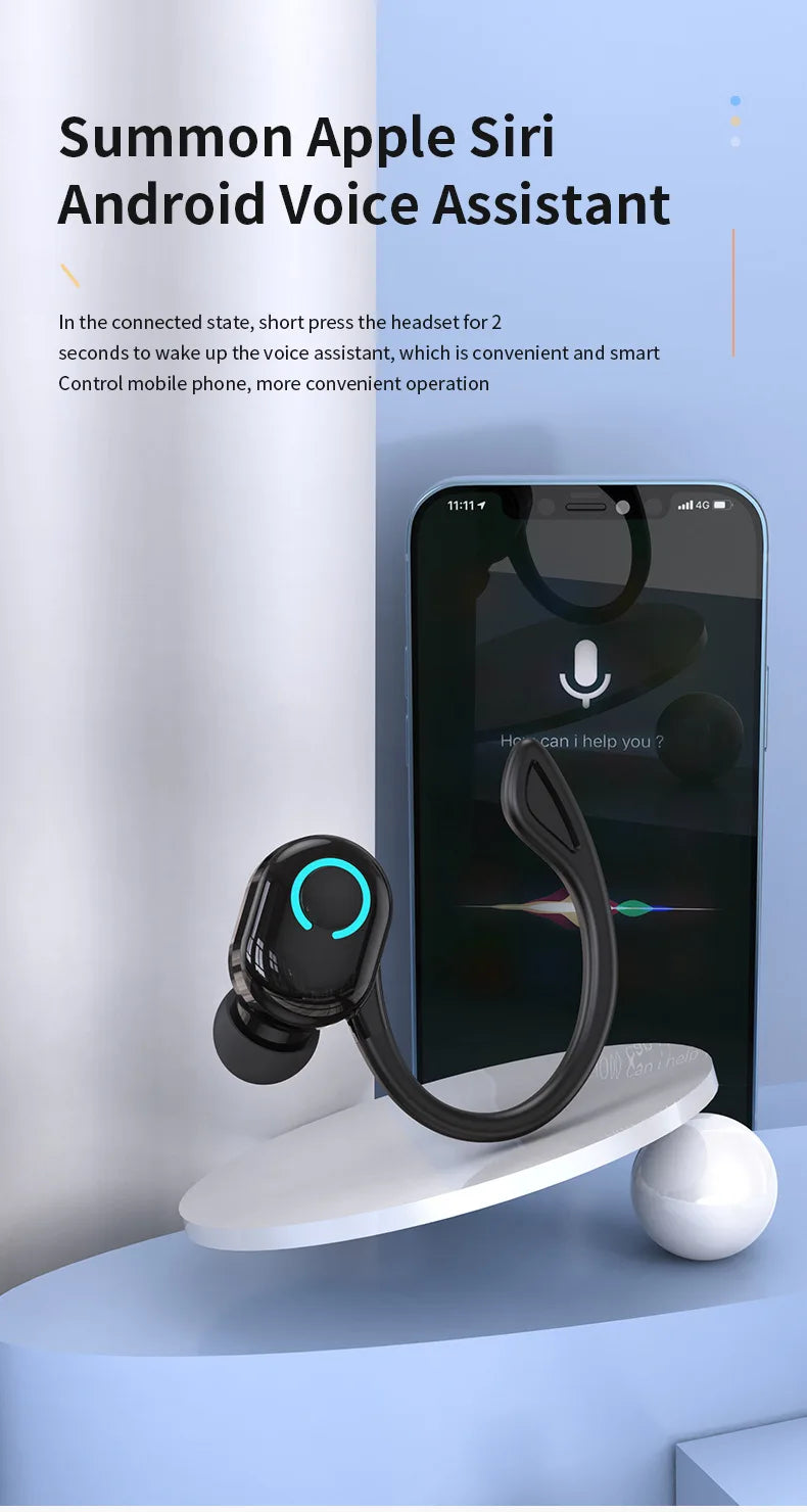 Wireless Ear-Hook Bluetooth Headset for Sports and Business