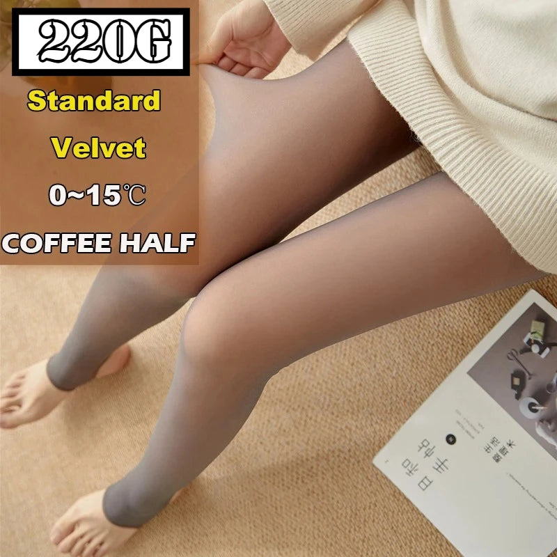 Fleece-Lined Sheer Thermal Tights for Women - 40