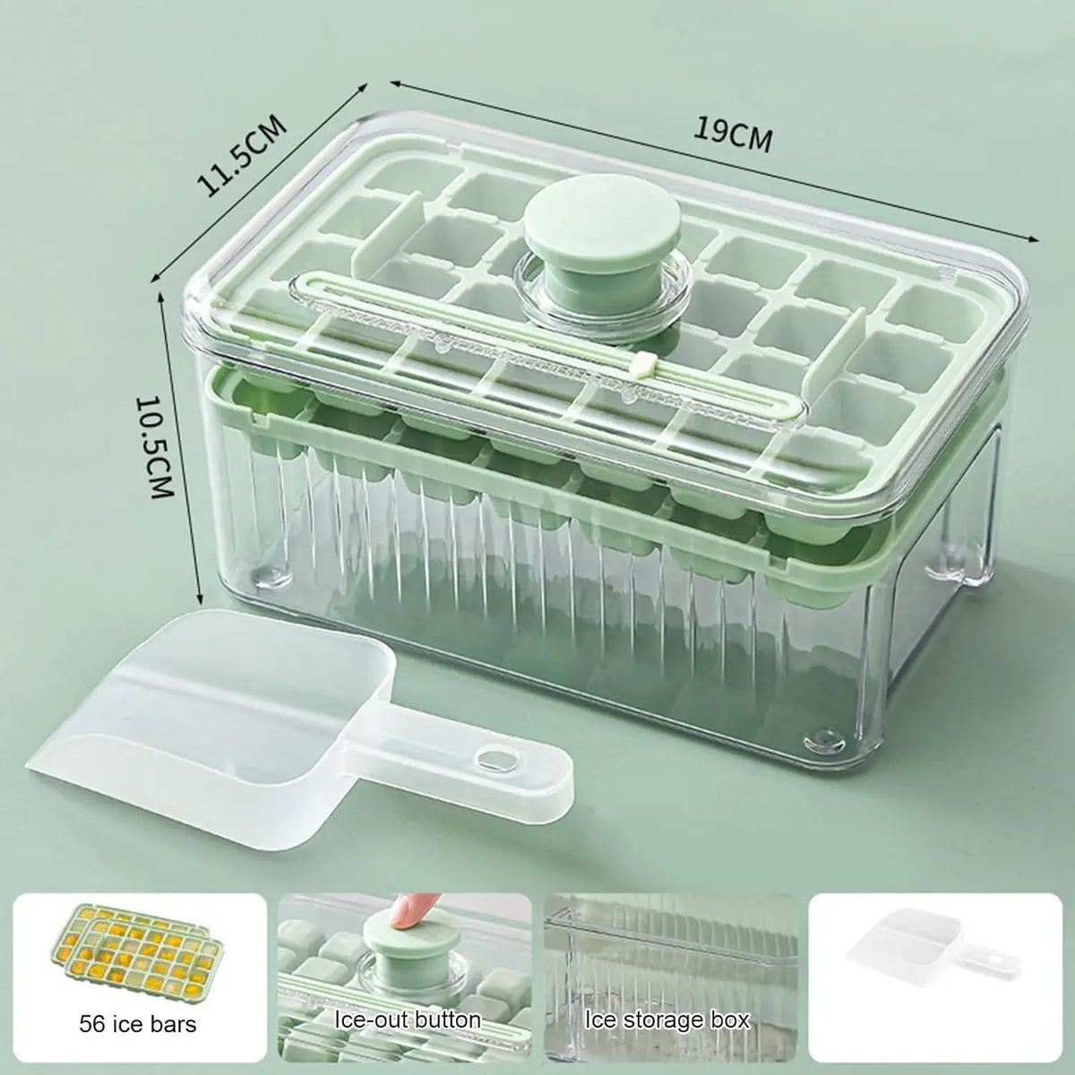 One-Press Easy Release Ice Cube Tray with Storage Box