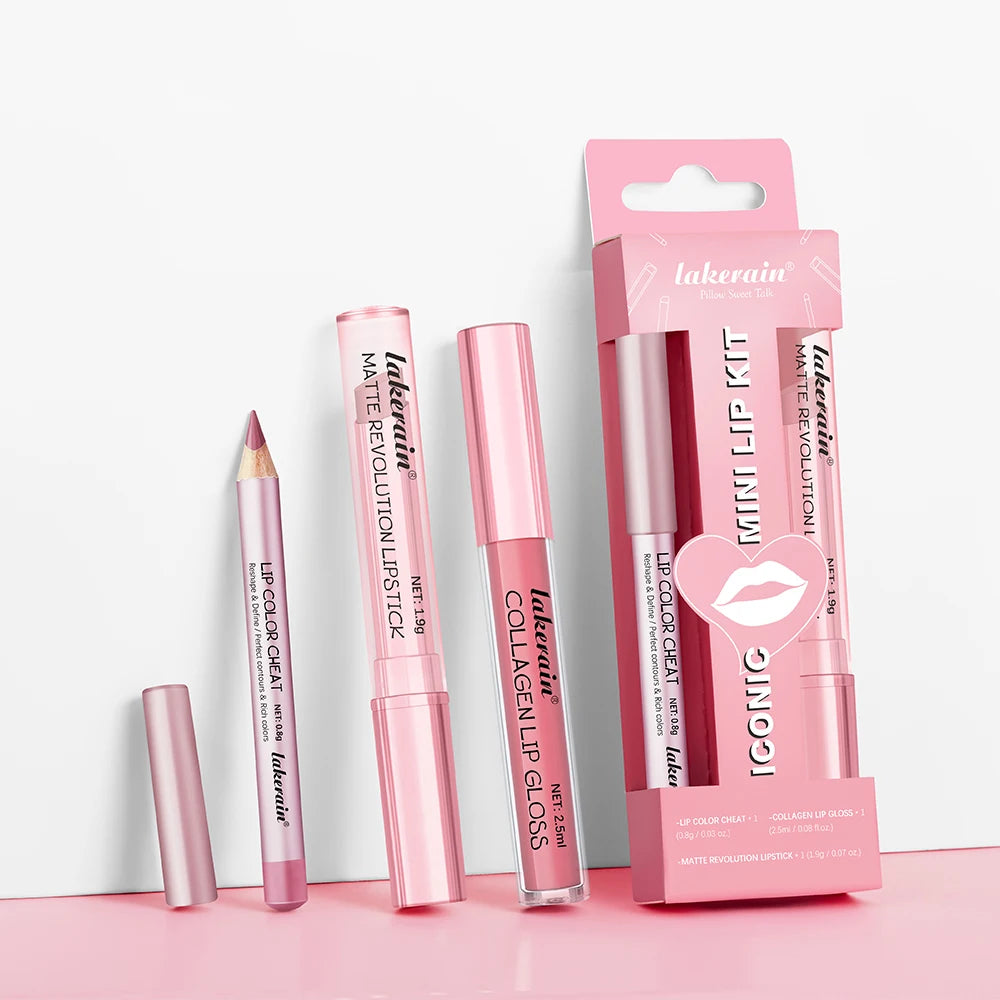 3-Piece Waterproof Matte Lip Makeup Set