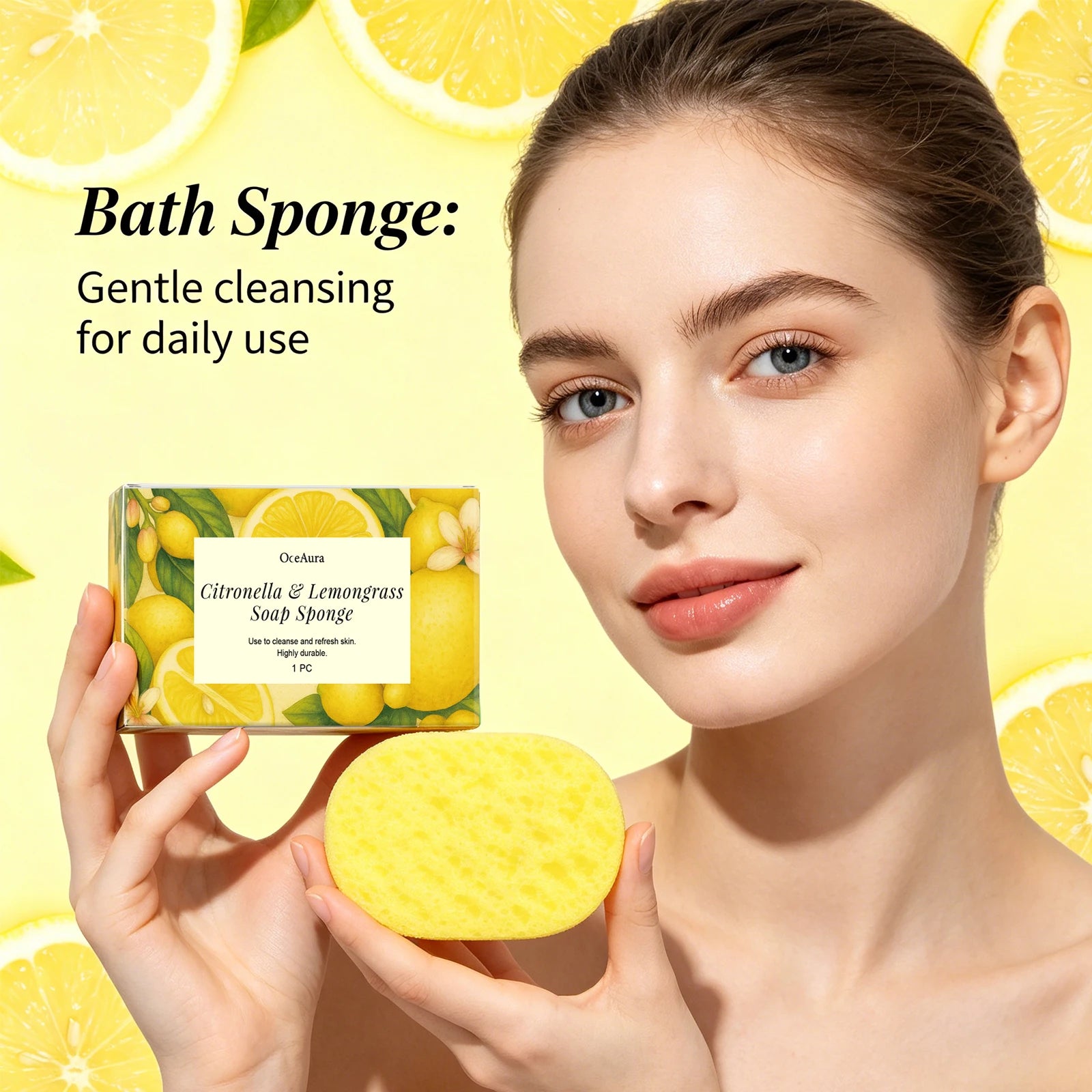 Exfoliating Lemongrass Bath Sponge for Daily Body Cleansing - 5
